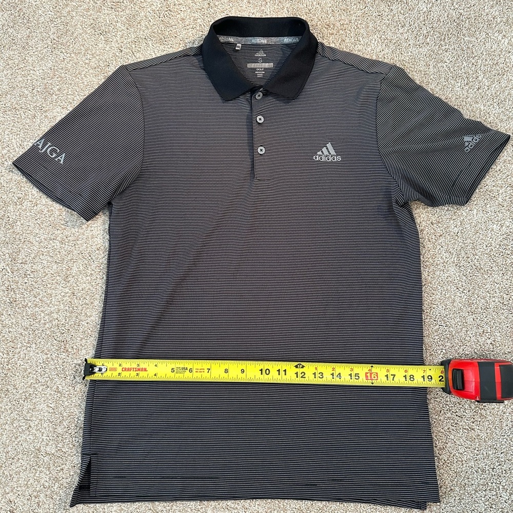 Adidas Men's Dark Gray Striped Golf Polo Shirt